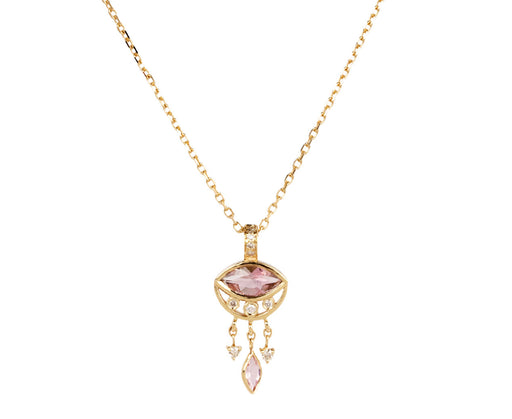 Celine Daoust Pink Tourmaline and Diamond Evil Eye Necklace