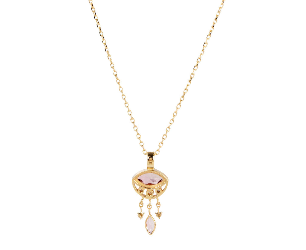 Celine Daoust Pink Tourmaline and Diamond Evil Eye Necklace Back