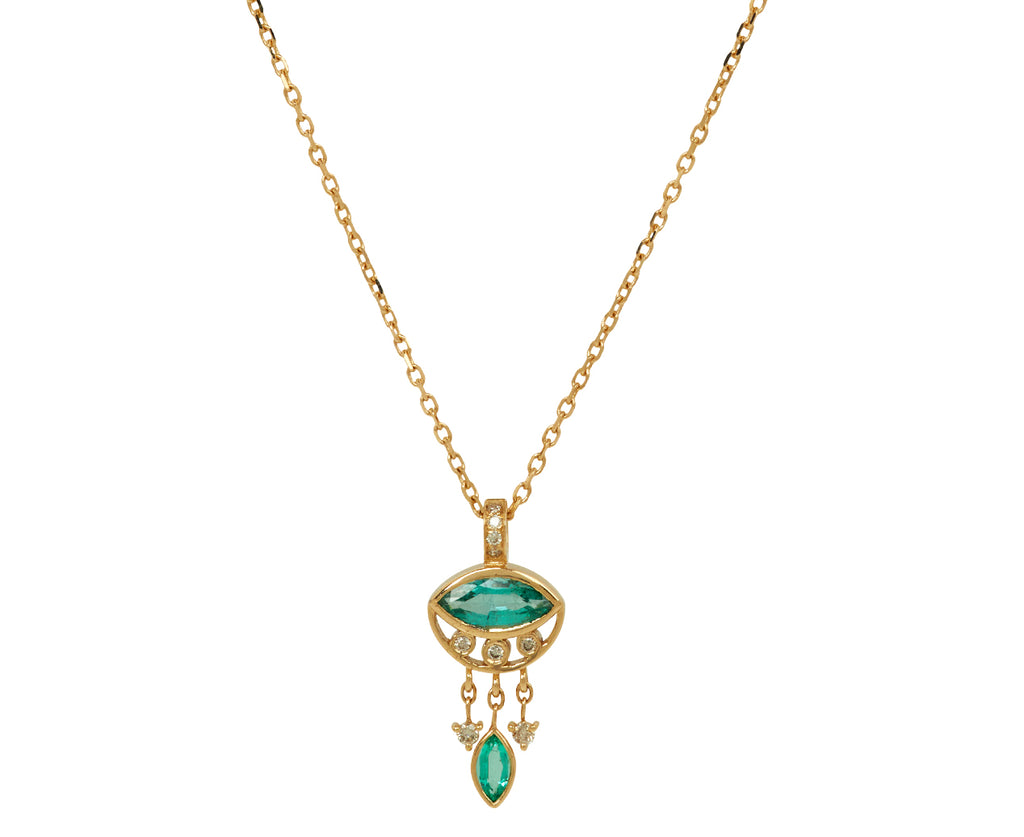 Celine Daoust Emerald and Diamond Evil Eye Necklace