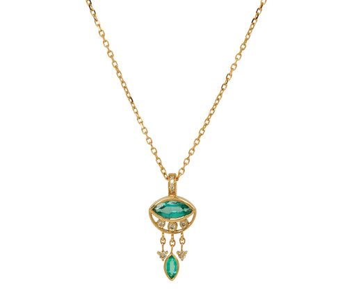 Celine Daoust Emerald and Diamond Evil Eye Necklace