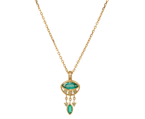 Celine Daoust Emerald and Diamond Evil Eye Necklace