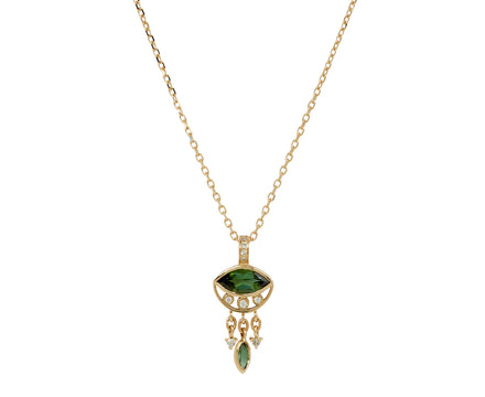 Celine Daoust Green Tourmaline and Diamond Evil Eye Necklace