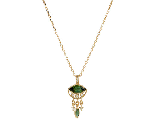 Celine Daoust Green Tourmaline and Diamond Evil Eye Necklace