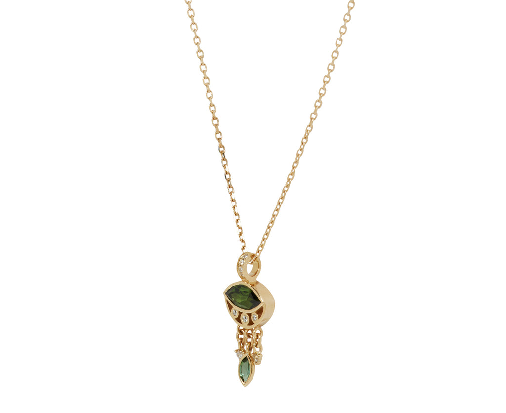 Celine Daoust Green Tourmaline and Diamond Evil Eye Necklace - side