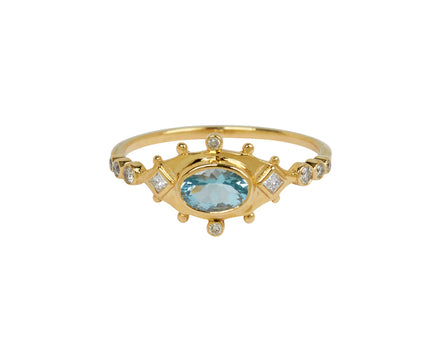 Celine Daoust Aquamarine and Diamond Evil Eye Ring