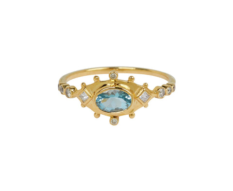 Celine Daoust Aquamarine and Diamond Evil Eye Ring