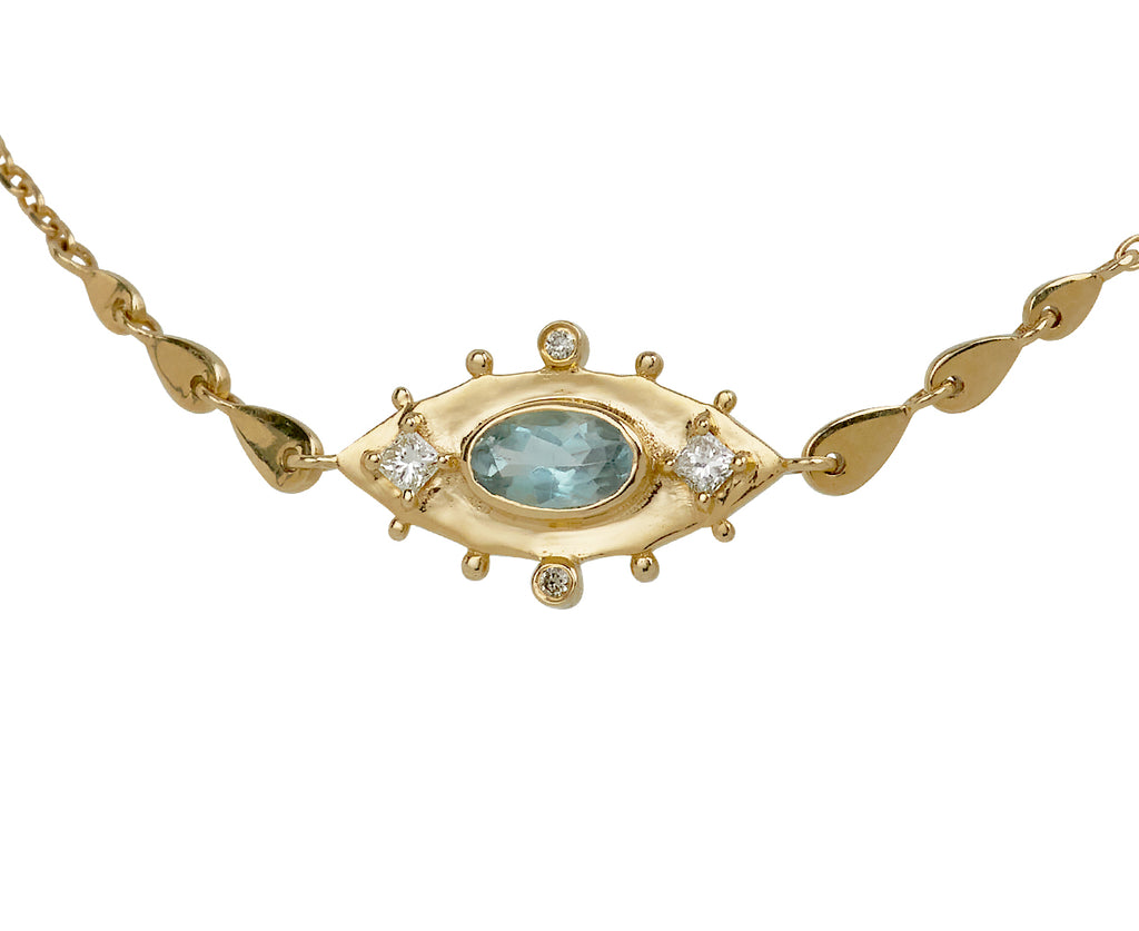 Celine Daoust Blue Tourmaline and Diamond Evil Eye Bracelet - closeup