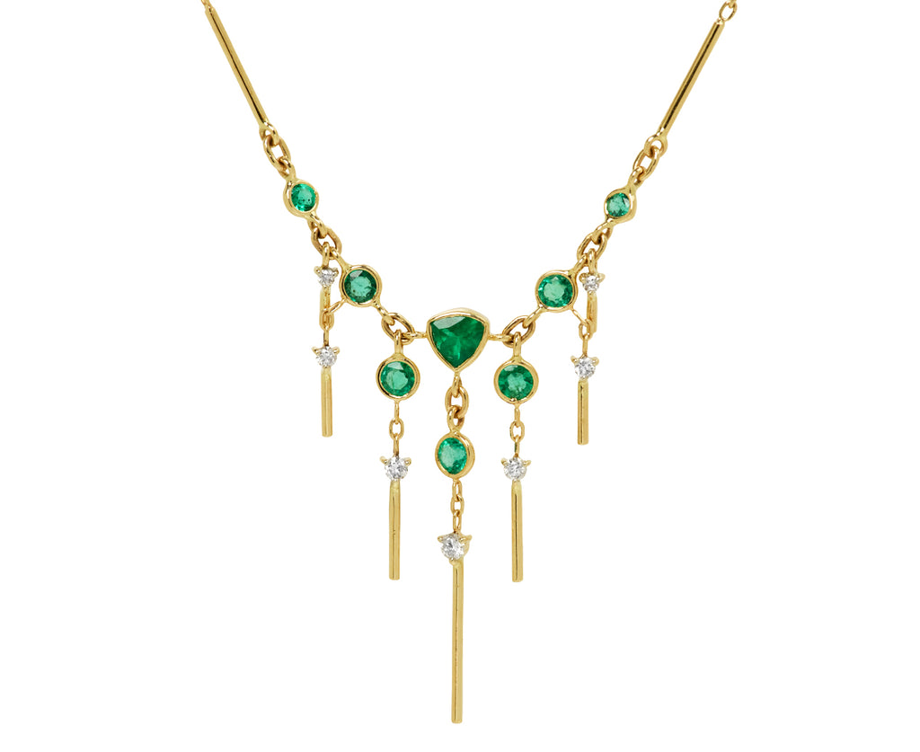 Celine Daoust Emerald and Diamond Pendant Necklace - Closeup
