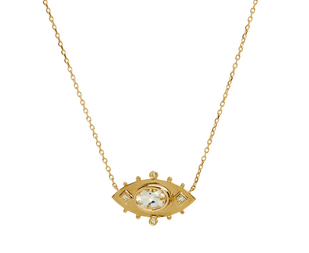 Celeste Daoust Diamond and Moonstone Evil Eye Necklace