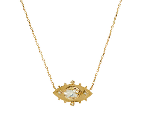 Celeste Daoust Diamond and Moonstone Evil Eye Necklace