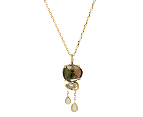 Celine Daoust Tourmaline and Diamond Cloud Pendant Necklace