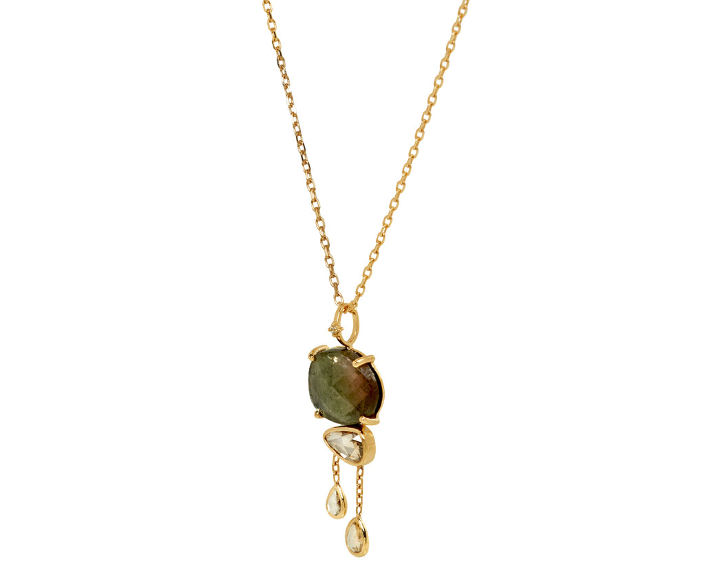 Celine Daoust Tourmaline and Diamond Cloud Pendant Necklace - Angled View