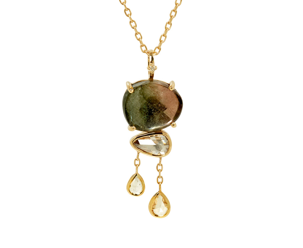 Celine Daoust Tourmaline and Diamond Cloud Pendant Necklace - Closeup
