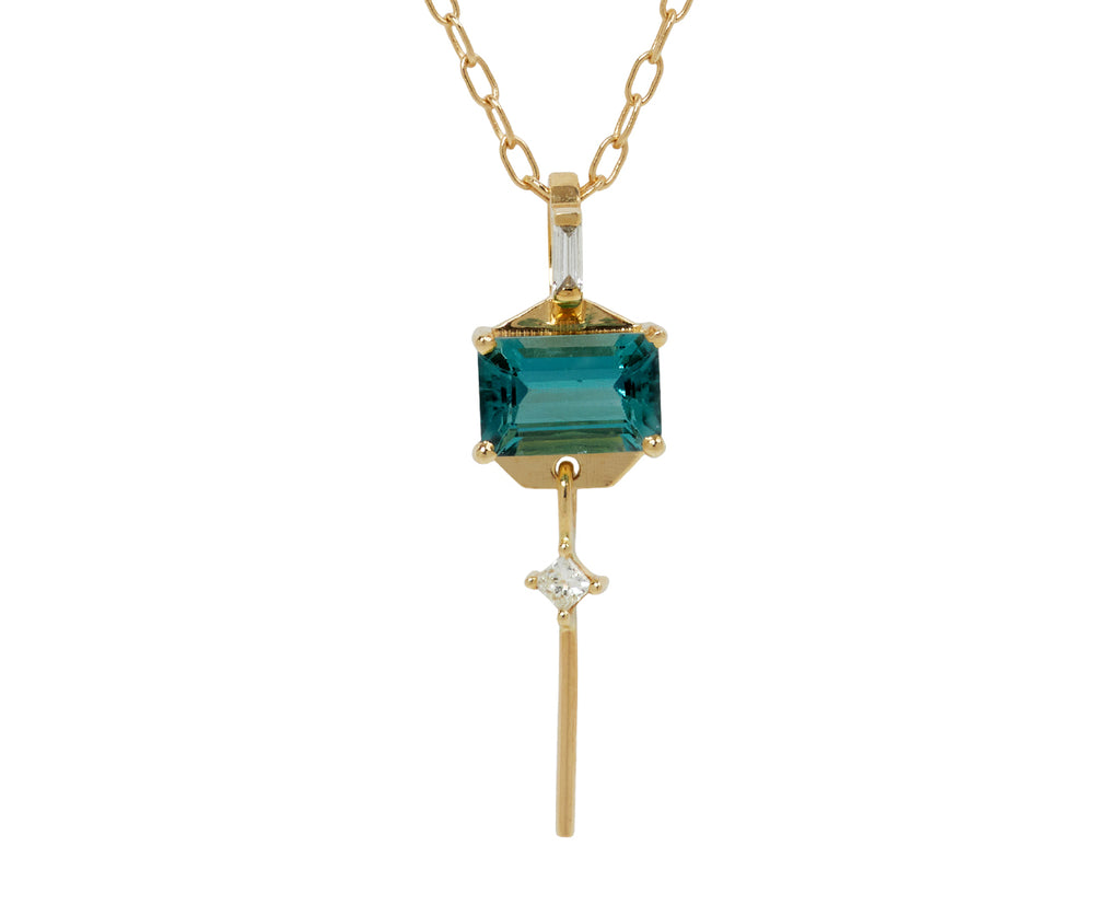 Celine Daoust Tourmaline and Diamond Fringe Pendant Necklace - closeup