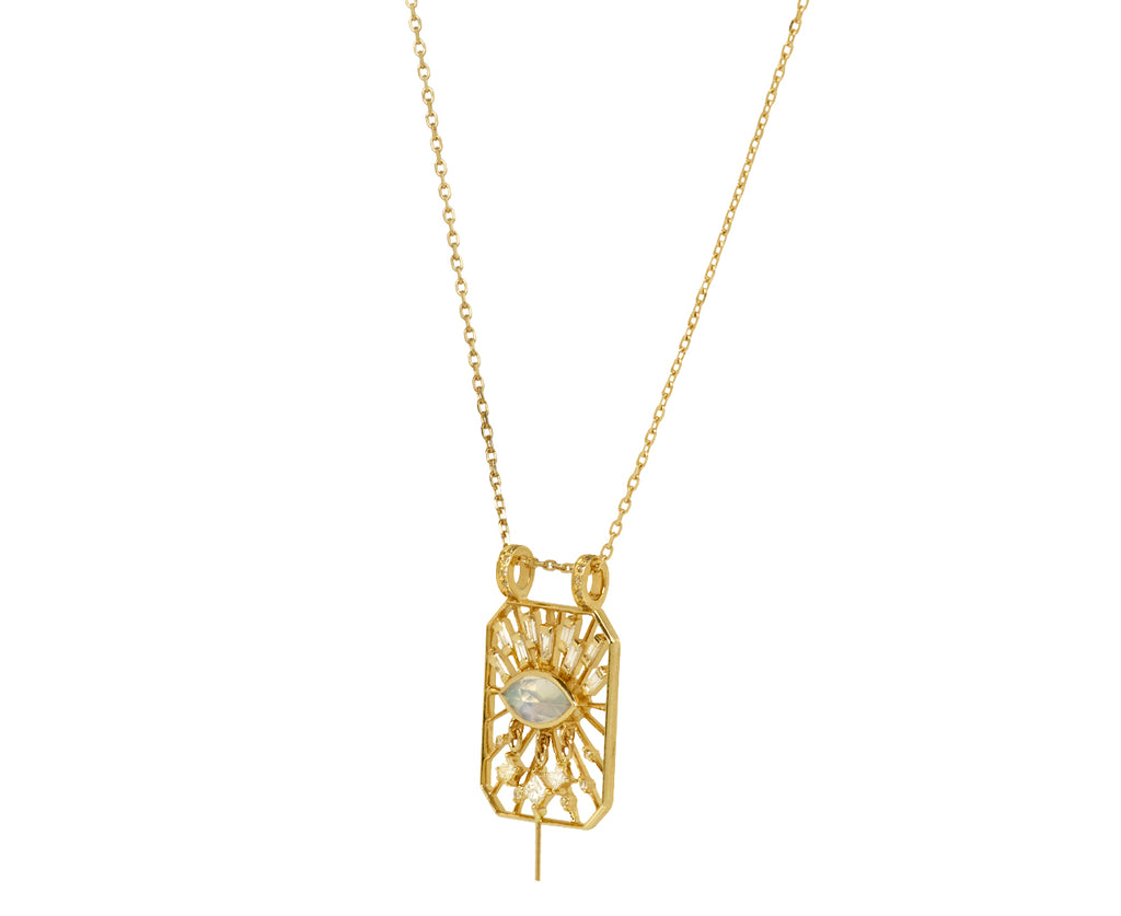 Celine Daoust Moonstone and Diamond Pendant Necklace - Side View