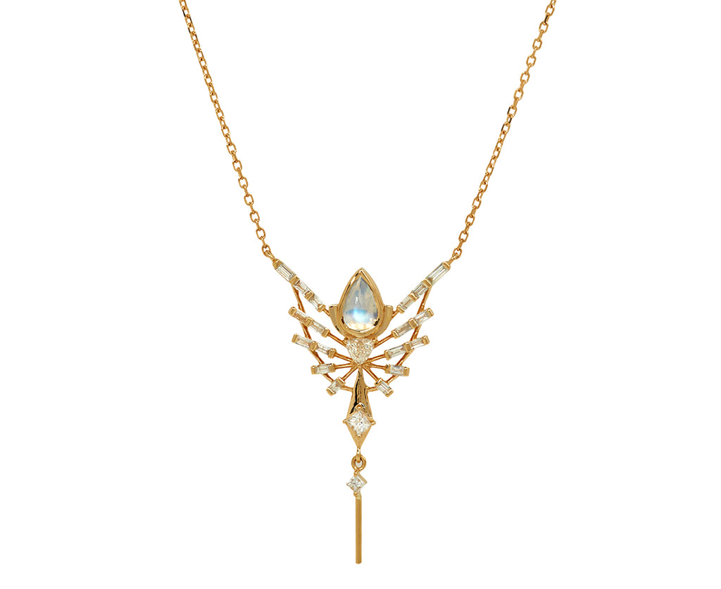 Celine Daoust Moonstone and Diamond Phoenix Pendant Necklace