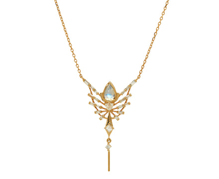 Celine Daoust Moonstone and Diamond Phoenix Pendant Necklace