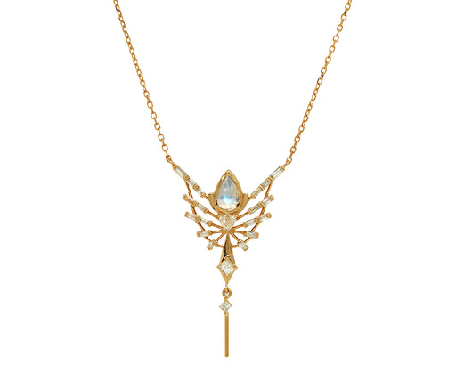 Celine Daoust Moonstone and Diamond Phoenix Pendant Necklace