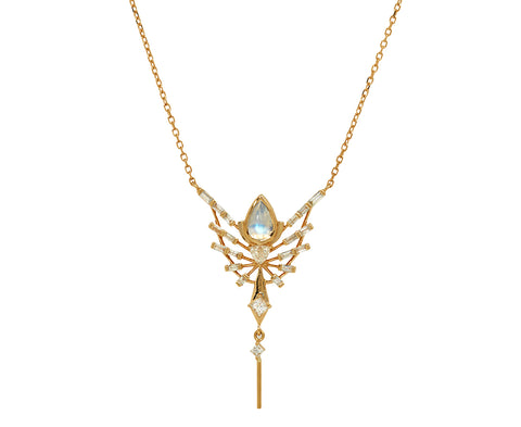 Celine Daoust Moonstone and Diamond Phoenix Pendant Necklace