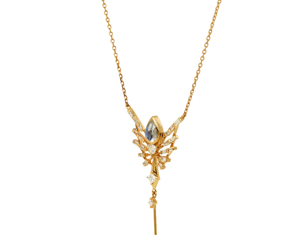 Celine Daoust Moonstone and Diamond Phoenix Pendant Necklace - Angled View
