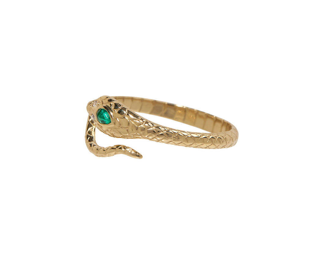 Celine Daoust Diamond Eye and Emerald Cobra Ring - Side View