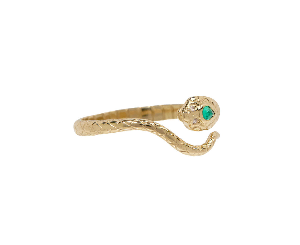 Celine Daoust Diamond Eye and Emerald Cobra Ring - Detailed View