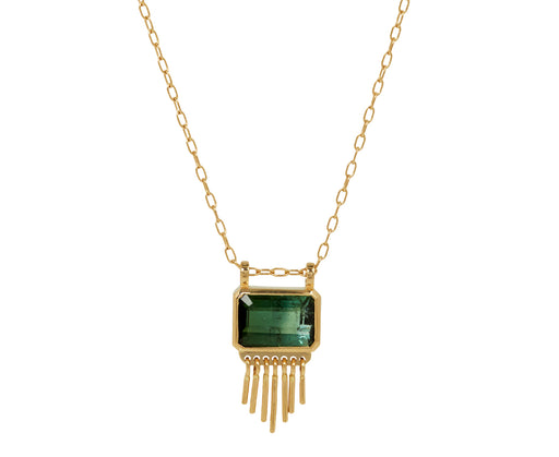 Celine Daoust Green Tourmaline Fringe Pendant Necklace