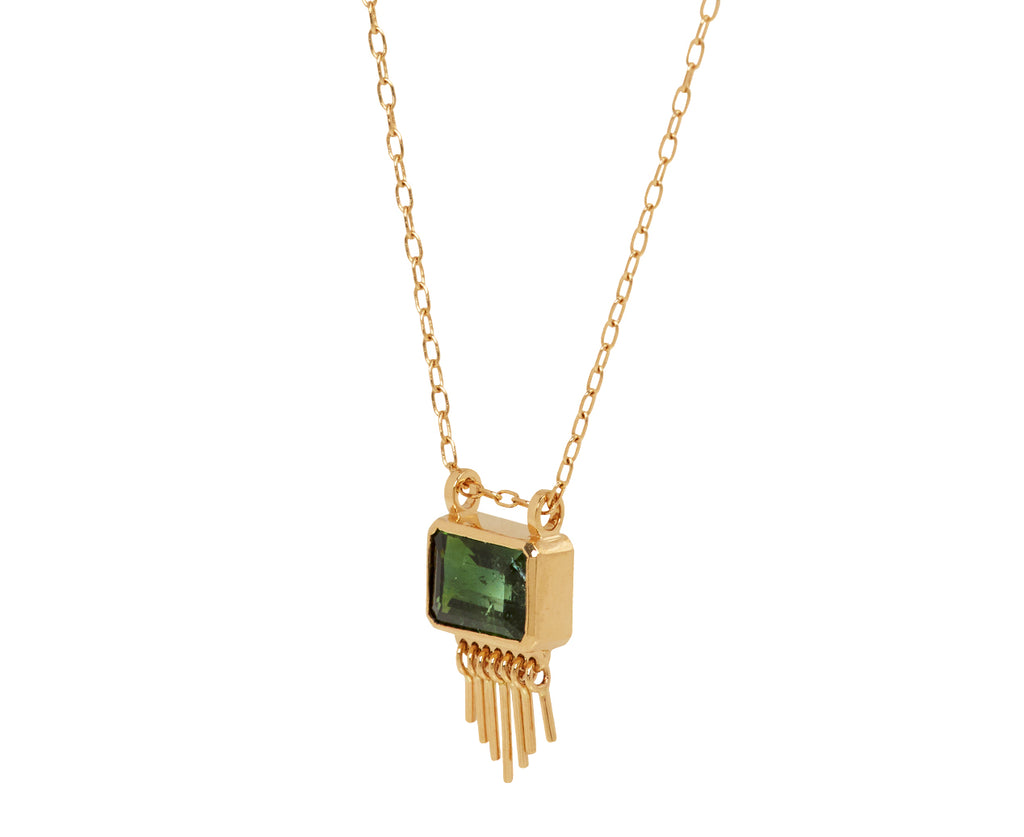 Celine Daoust Green Tourmaline Fringe Pendant Necklace - Angled View