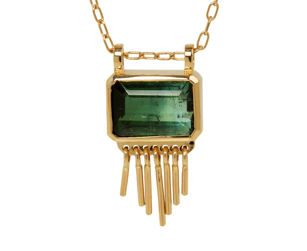Celine Daoust Green Tourmaline Fringe Pendant Necklace - Closeup