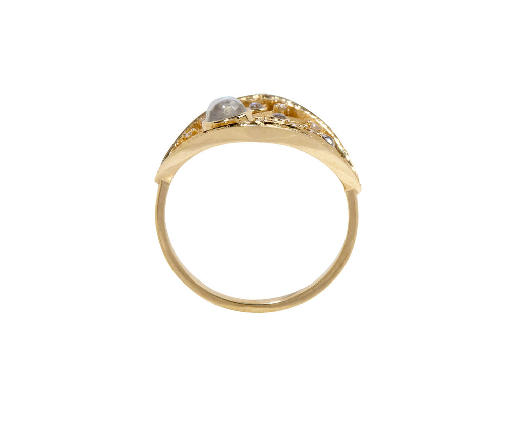 Celine Daoust Moonstone and Diamond Dream Maker Ring - Top Down View