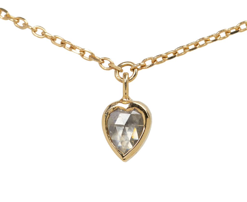 Celine Daoust Rose Cut Diamond Heart Charm Bracelet - Closeup