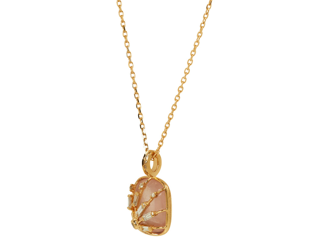 Celine Daoust Rose Quartz Baby Locket Pendant Necklace - Angled View