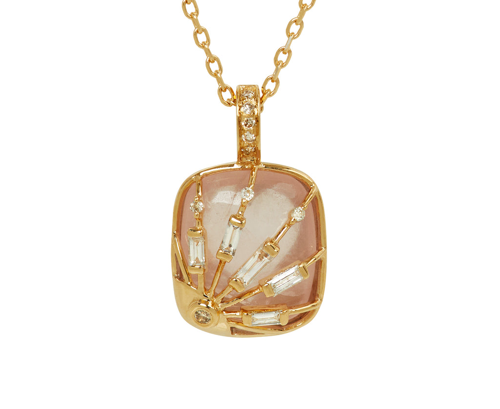 Celine Daoust Rose Quartz Baby Locket Pendant Necklace - Closeup