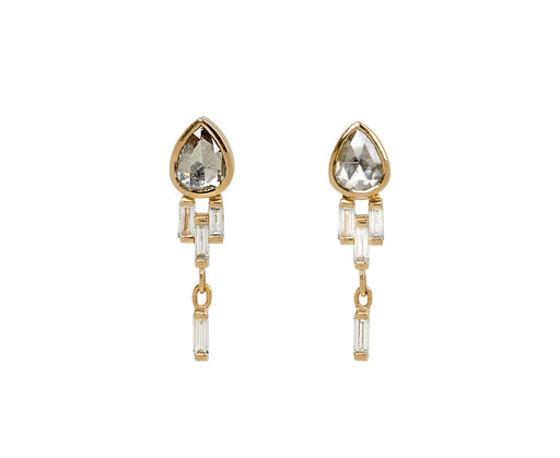 Celine Daoust Pear and Baguette Diamond Earrings