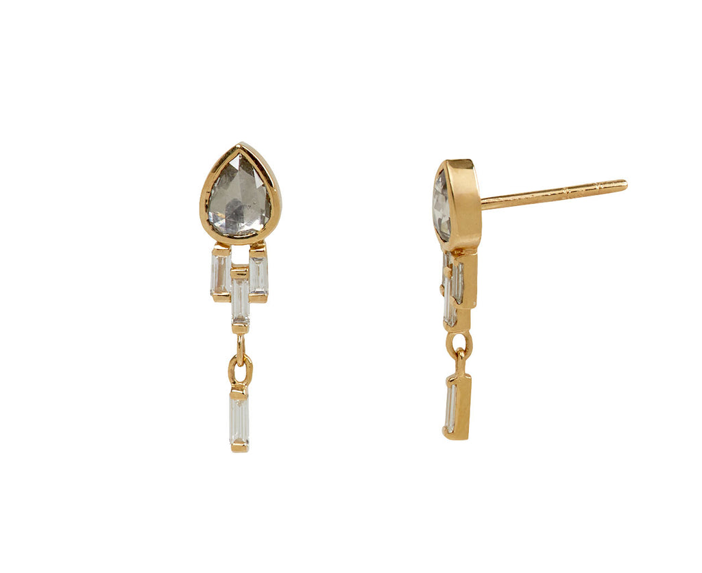 Celine Daoust Pear and Baguette Diamond Earrings - side