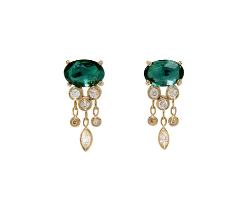 Tourmaline and Diamond Jellyfish Earrings