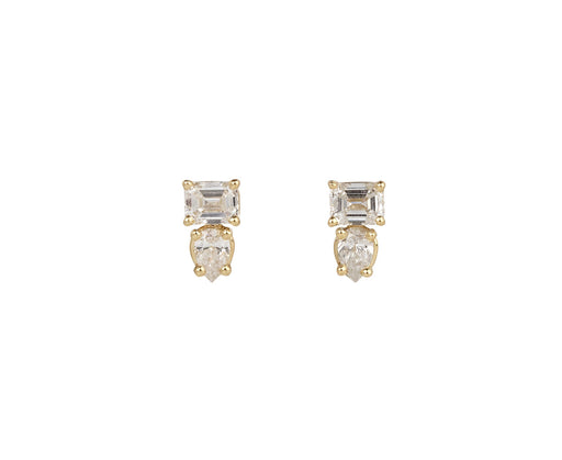 Zoë Chicco Emerald And Pear Cut Diamond Earrings