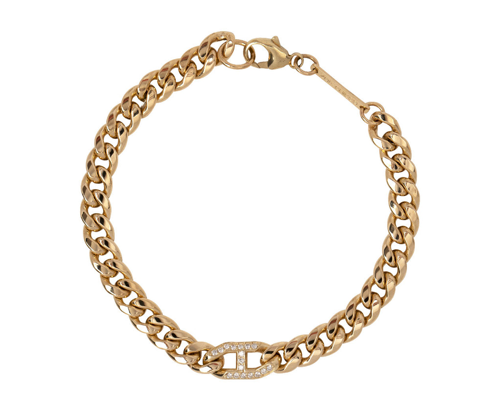 Zoë Chicco Curb Chain Bracelet with Pave Oval Center Link
