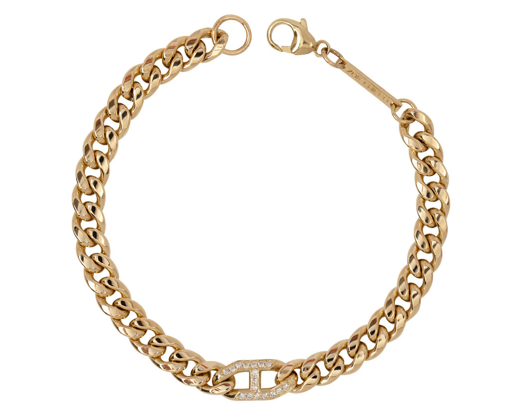 Zoë Chicco Curb Chain Bracelet with Pave Oval Center Link - Closure
