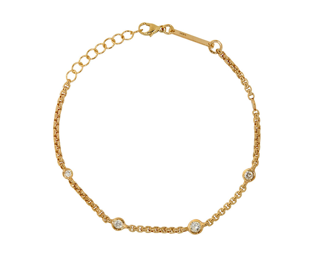 Five Diamond Box Chain Bracelet