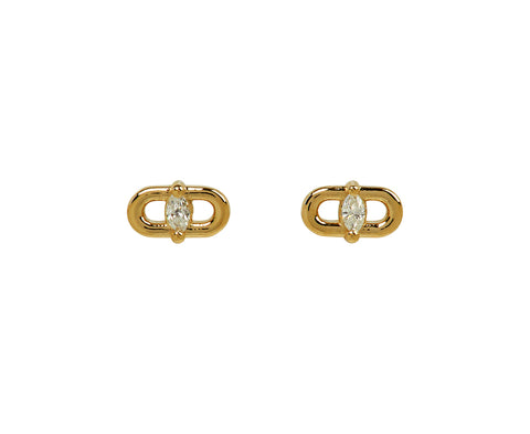 Zoë Chicco Small Diamond Oval Link Stud Earrings