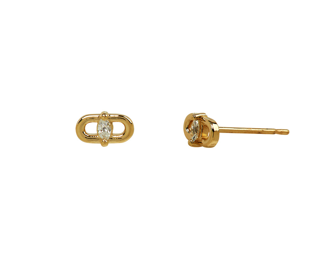 Zoë Chicco Small Diamond Oval Link Stud Earrings - angled 
