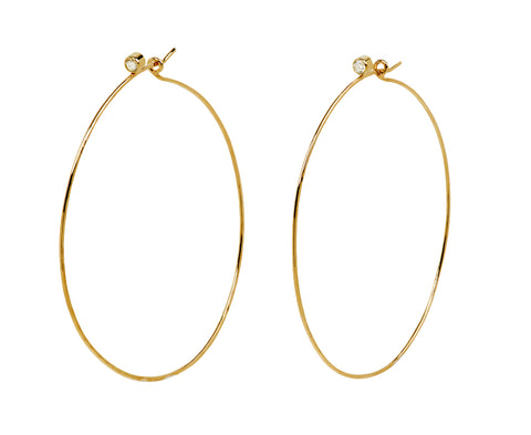 Zoë Chicco Large Hammered Hoop and Diamond Earrings