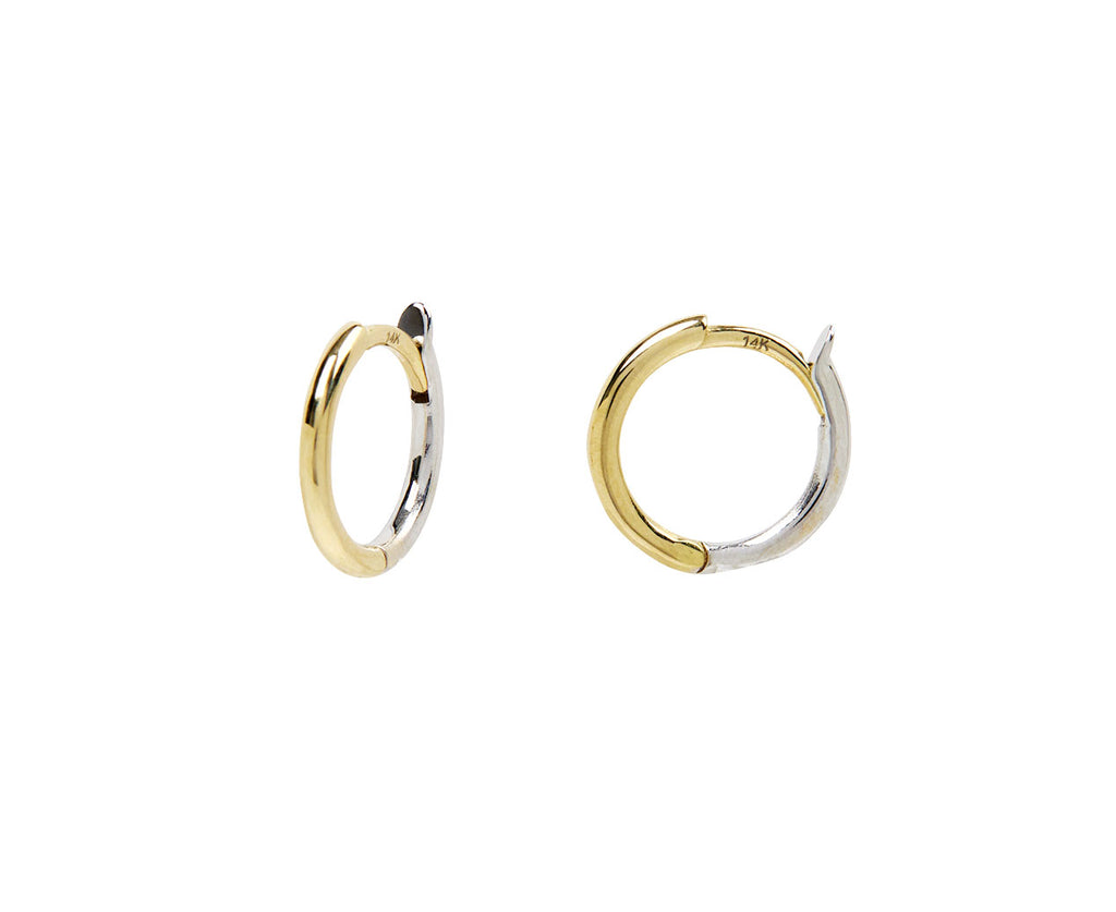 Zoe Chicco Two Tone Reversible Huggie Hoop Earrings - Side View