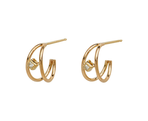 Double Wire Huggie Hoop Earrings