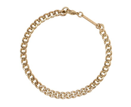 Zoë Chicco Curb Chain Bracelet With Pave Diamond Links