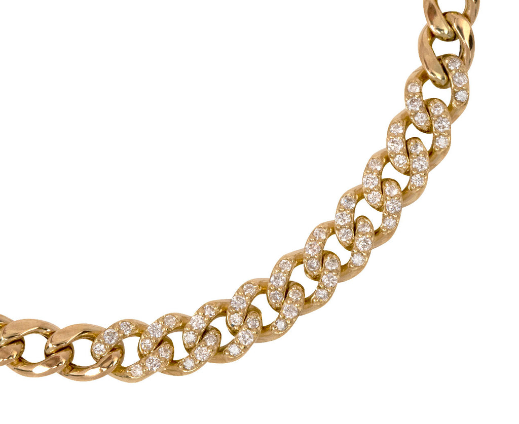 Zoë Chicco Curb Chain Bracelet With Pave Diamond Links - Closeup