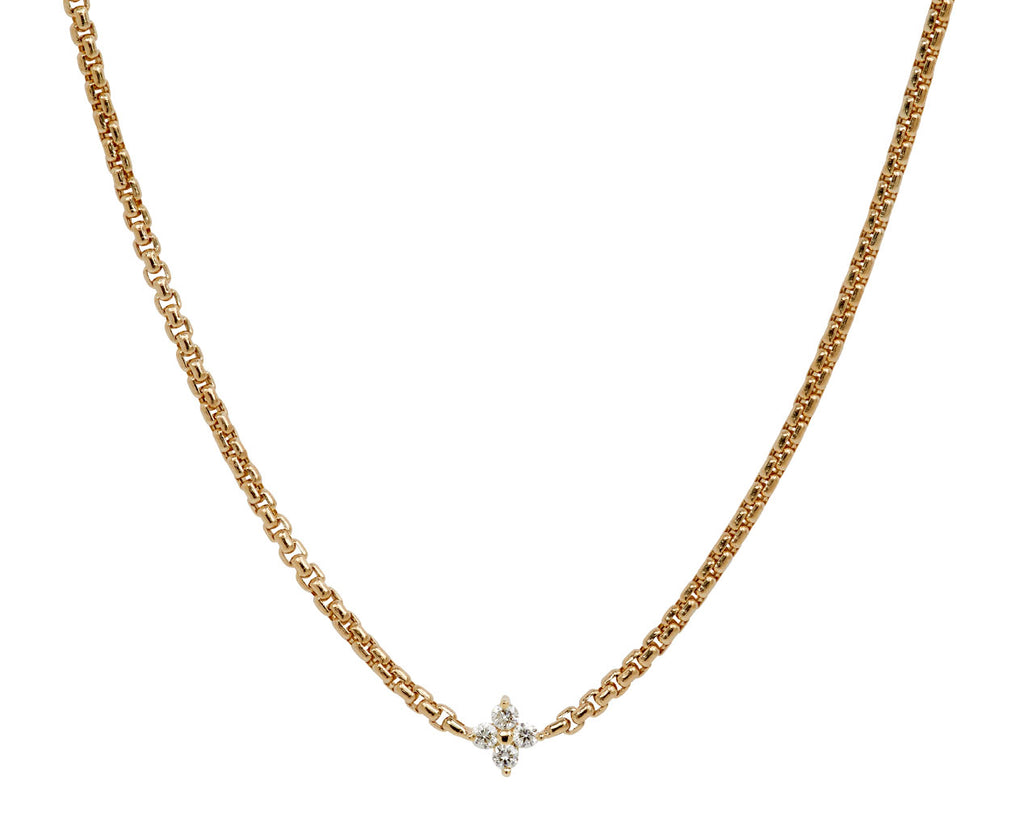 Zoe Chicco Diamond Quad Pendant Small Box Chain Necklace