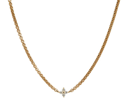 Zoe Chicco Diamond Quad Pendant Small Box Chain Necklace