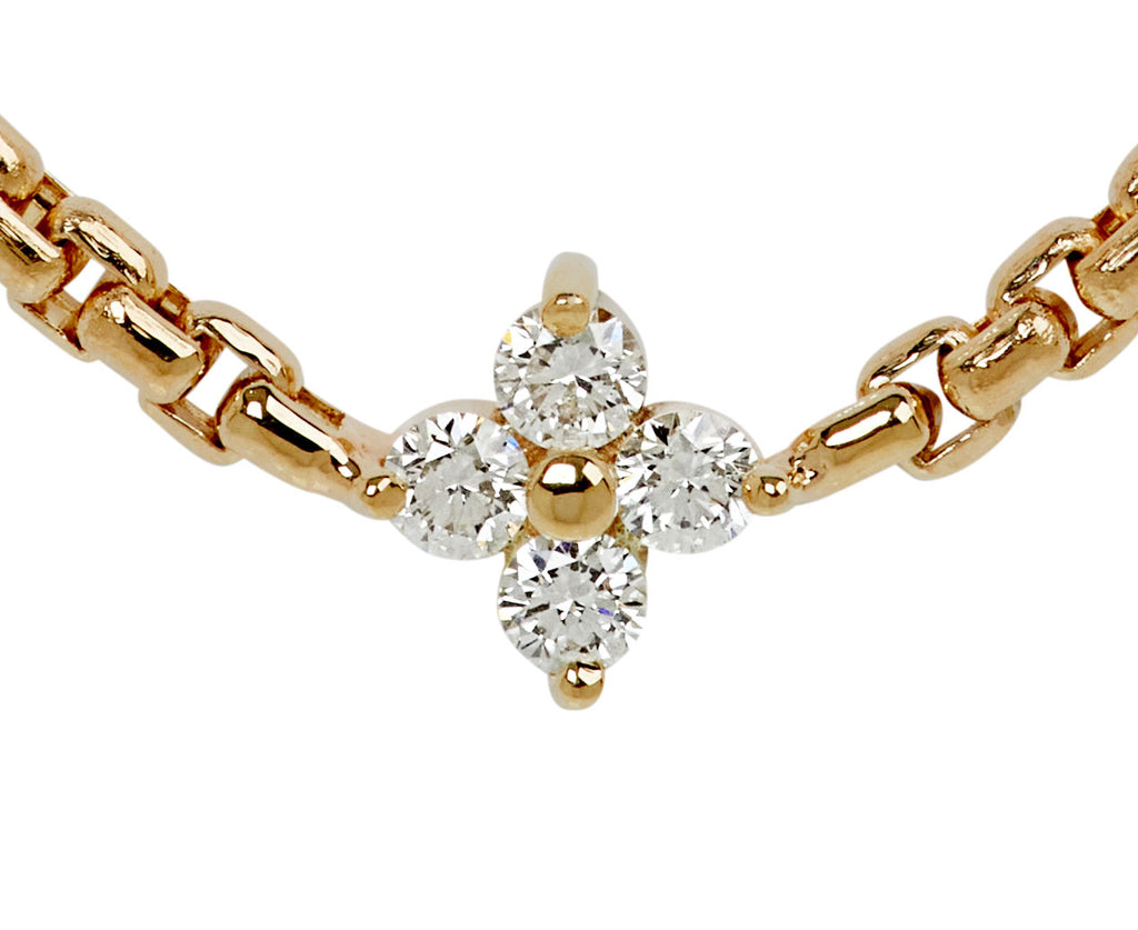 Diamond Quad Pendant Small Box Chain Necklace